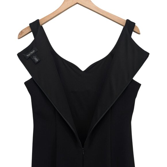 WHBM Sheath Cocktail Dress Solid Black Ponte Sleeveless Knee Length Size 8 - Picture 5 of 11